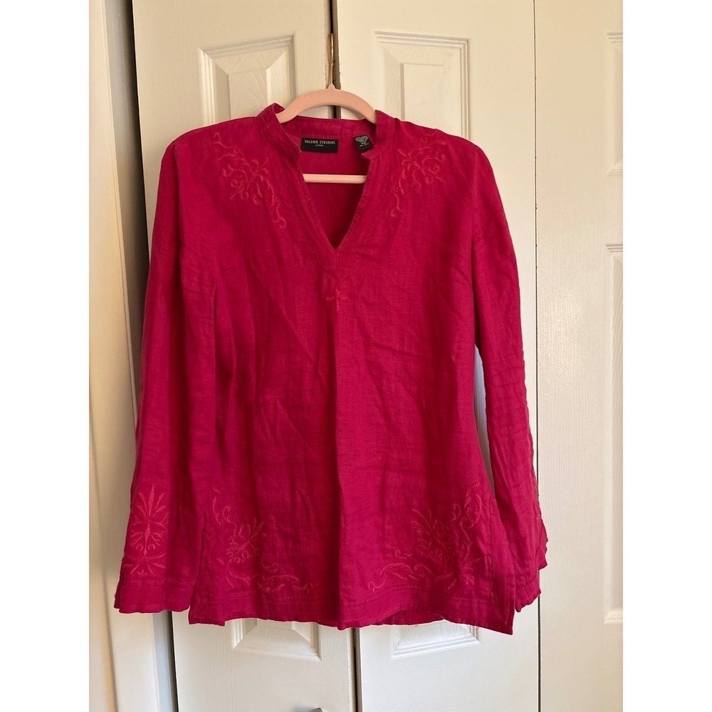 Valerie Stevens 100% Linen Embroidered Tunic – Petite Medium - Picture 6 of 8